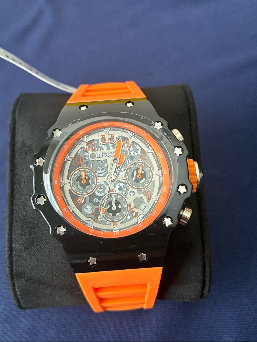 Invicta Orange and Black Skeleton Dial Chronograph Watch